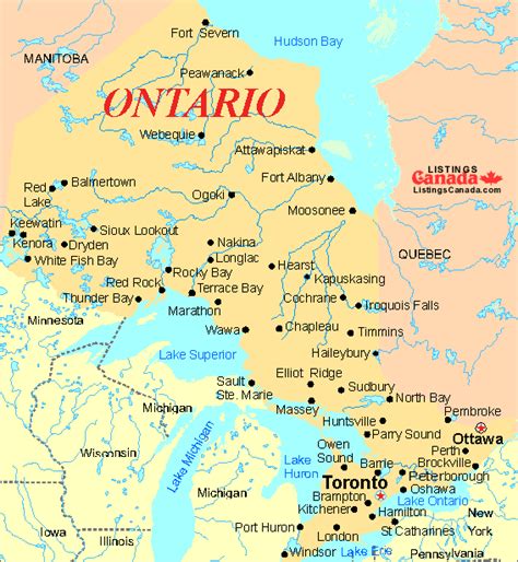 Ontario Regions Map - Map of Canada City Geography