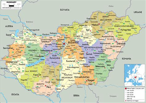 Hungary Map (Political) - Worldometer