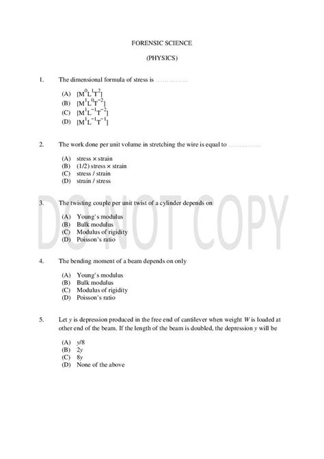 CUSAT CAT 2021 Question Paper Forensic Science