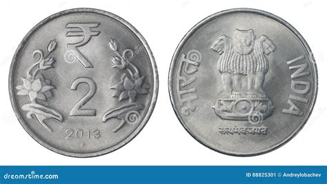 Two Indian Rupee stock image. Image of cent, isolated - 88825301