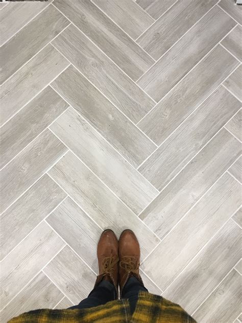 herringbone pattern wood look tile floor - Cammie Morey