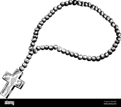 Holy rosary beads vector illustration. Prayer Catholic chaplet with a ...