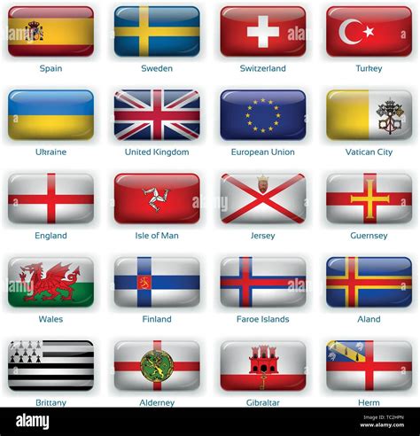 Button flags Europe three. Vector illustration. 3 layers. Shadows, flat ...