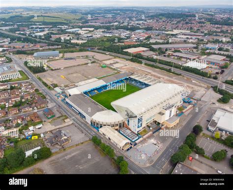 Aerial photo of Elland Road Football Club Stadium, taken in Leeds West ...