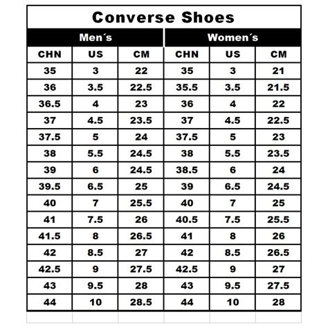 Size Chart Sepatu Converse Kids - pic-dink