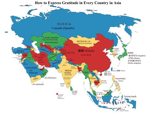 How to Express Gratitude in Every Country in Asia : MapPorn