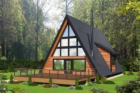 2-Bed Contemporary A-Frame House Plan with Loft - 35598GH ...