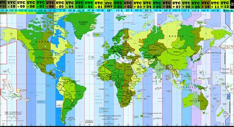 World Map Of Time Zones Printable