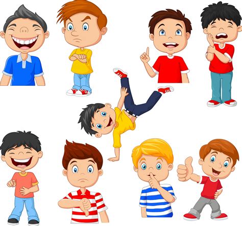 Cartoon children with various expressions and gesture 5161854 Vector ...