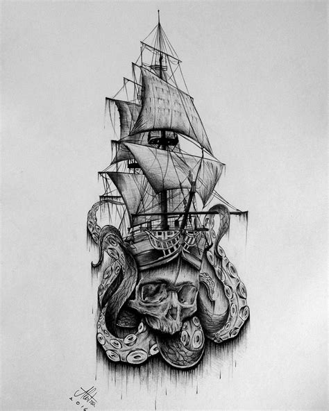 Pirate Ship Tattoo Drawing - Printable Calendars AT A GLANCE