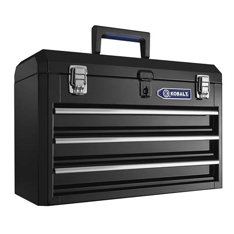 Kobalt Portable 20.67-in 3-Drawer Black Steel Lockable Tool Box at ...