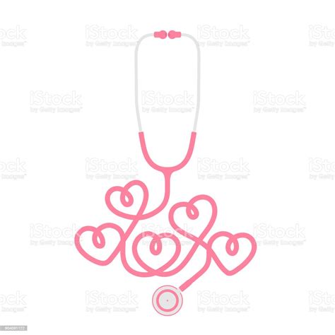 Stethoscope Pink Color And Heart Sign Symbol Made From Cable Flat ...