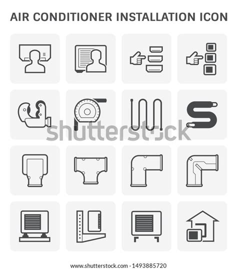 Air Conditioner Installation Vector Icon Set Stock Vector (Royalty Free ...