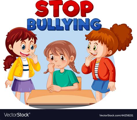 Stop bullying text with cartoon character Vector Image