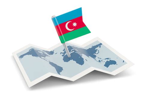 Flag pin with map. Illustration of flag of Azerbaijan