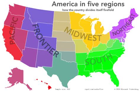 5 Regions of the United States Map: US State Geography