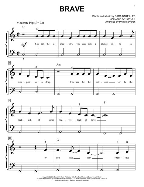 Sara Bareilles - Brave (arr. Phillip Keveren) sheet music