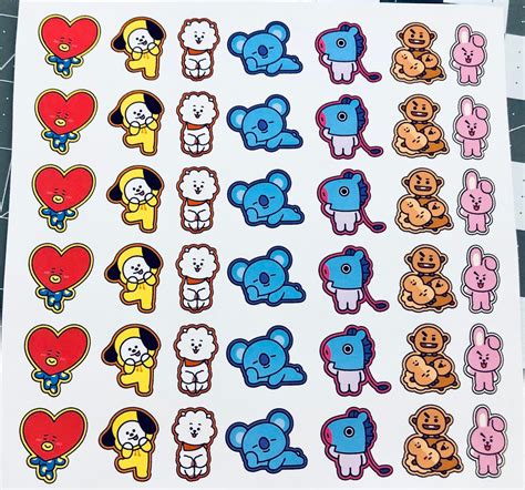 Bts Bt21 Printable Cute Stickers Cute Stickers Bts Emoji Print Stickers ...