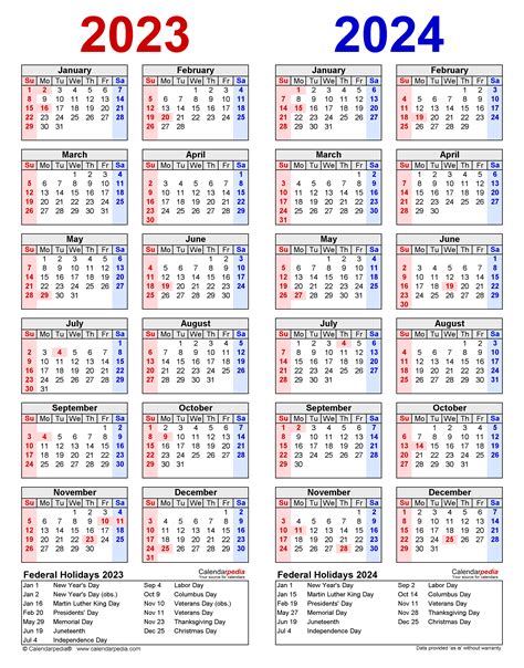 2023 2024 Year Calendar Printable Word - Time and Date Calendar 2023 Canada