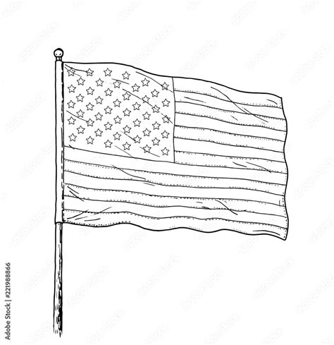 American flag drawing - vintage like illustration of flag of USA ...