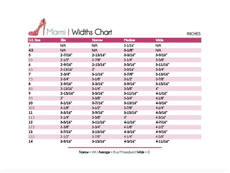 Women's Shoe Width Chart and Guide | Marmi Shoes Shoe Rack