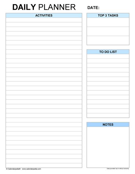 Daily Planners in Microsoft Excel Format - 20+ Templates