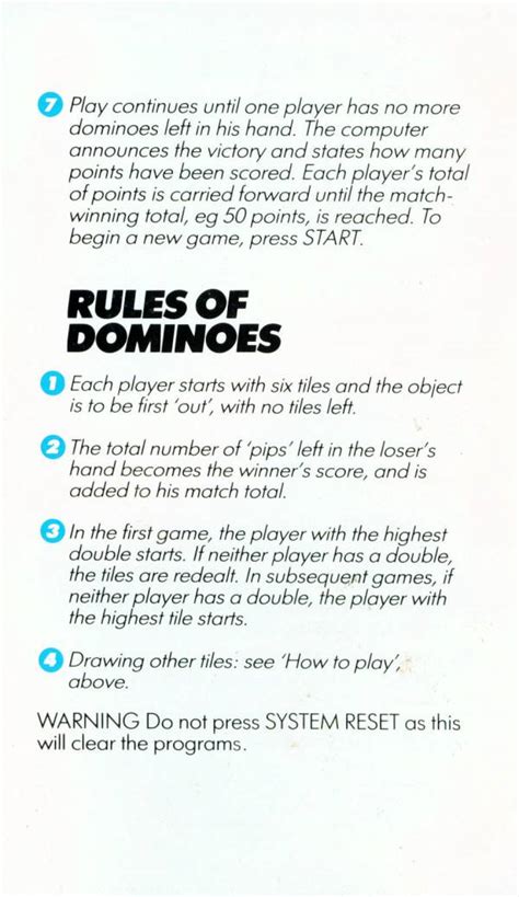 Printable Dominoes Rules