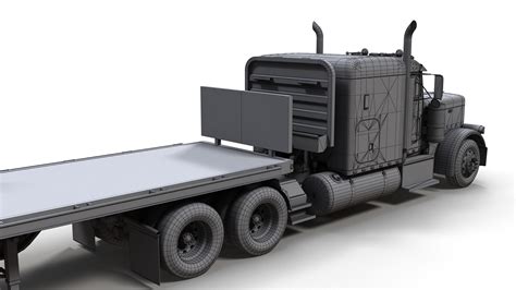 3D Peterbilt 379 flatbed trailer model - TurboSquid 2009077