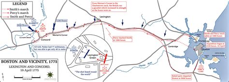 Map of the Battle of Lexington and Concord - April 19, 1775