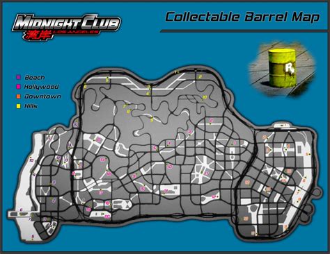 Midnight Club: Los Angeles - Collectible Barrels Map