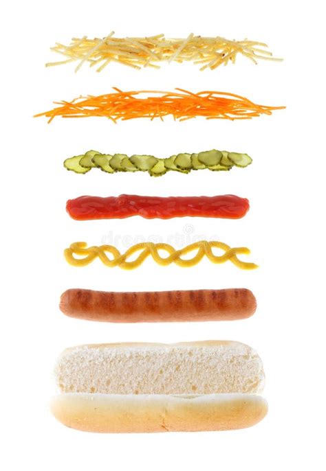 Hotdog With Different Ingredients Isolated Stock Image - Image: 14754113