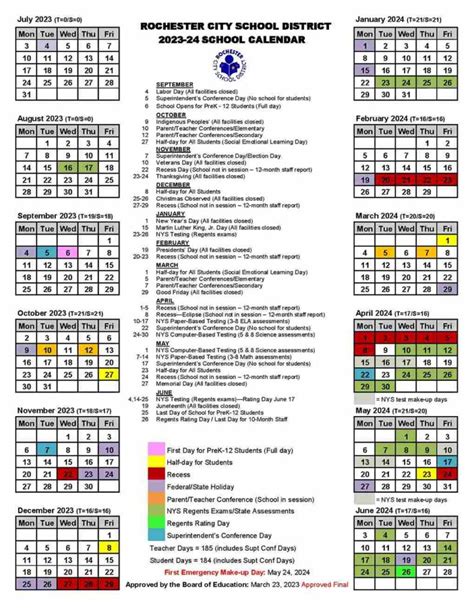 Rochester City School District Calendar 2023-2024