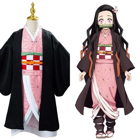 Anime Demon Slayer Kimetsu no Yaiba Kamado Nezuko Cosplay Costume Kids ...