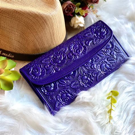 Purple Embossed leather wallets for women Leather woman wallet -wallet ...