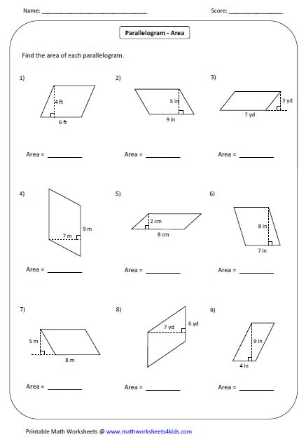 Quadrilateral Worksheets