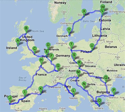 Map Route Europa