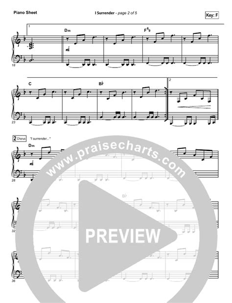 I Surrender Piano Sheet (No Vocals) - Hillsong Worship | PraiseCharts