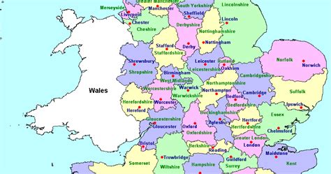 Online Maps: Map of England with Counties