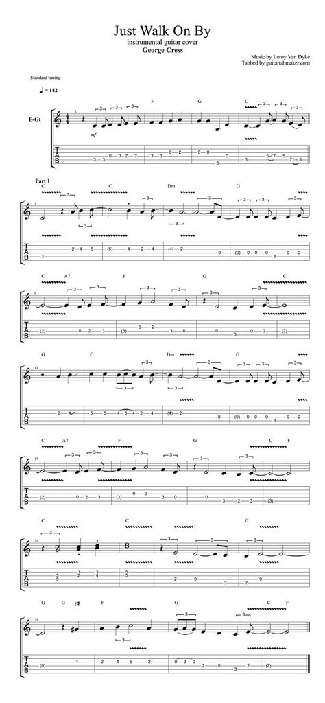 Just Walk On By guitar tabs - instrumental guitar tab (easy) - pdf ...