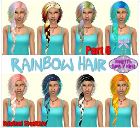 Rainbow Hair Part 6 Original Stealthic at Annett’s Sims 4 Welt » Sims 4 ...