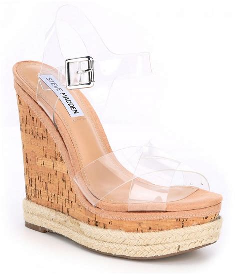 Wedges | Maven Clear Platform Wedge Sandals Clear - Steve Madden Womens ...