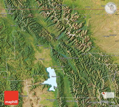 Satellite Map of Flathead County