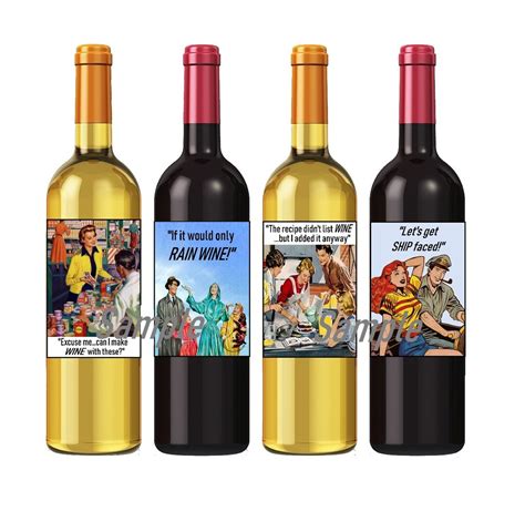 Funny RETRO Inspired Wine Labels, INSTANT Download, Easy DIY Printable ...