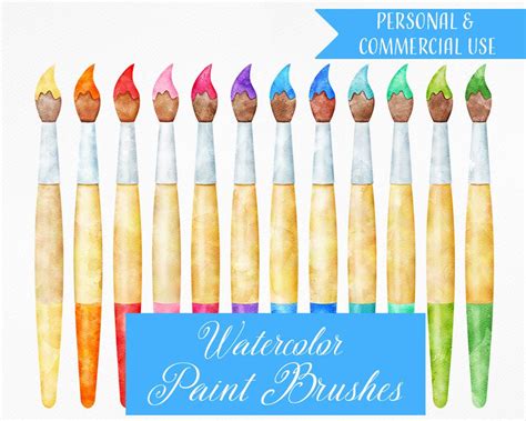 Watercolor Paint Brush Clipart, Watercolor School Clipart, Watercolor ...