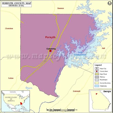 Forsyth County Map, Map of Forsyth County Georgia | County map, Forsyth ...