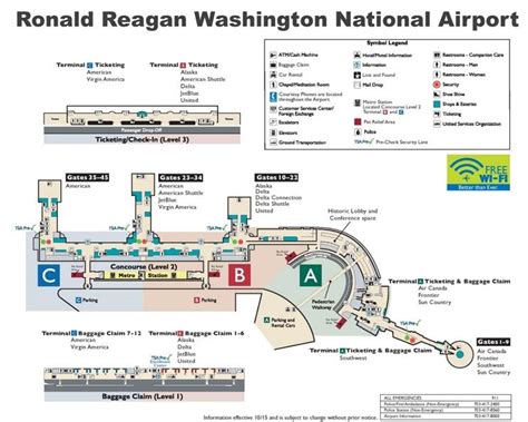 Ronald Reagan Washington National Airport map | Airport map, Ronald ...