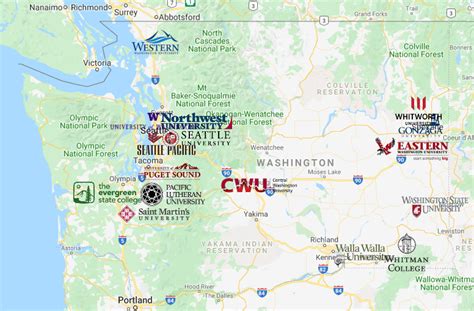 Colleges in Washington Map - MyCollegeSelection