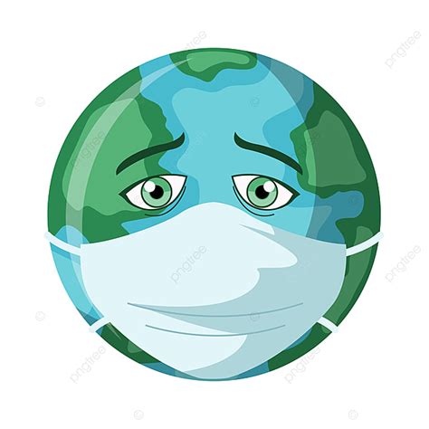 Vector Drawing Of Planet Earth With Mask Sick From Coronavirus ...