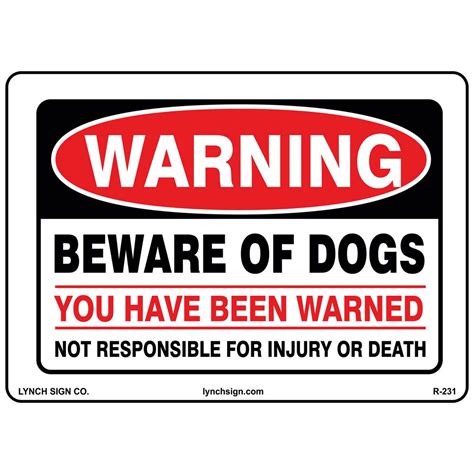 Lynch Sign 14 in. x 10 in. Warning Beware Of Dogs Sign Printed on More ...