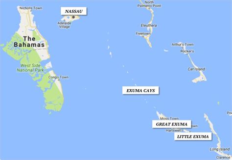 Detailed Map Of Exuma Bahamas